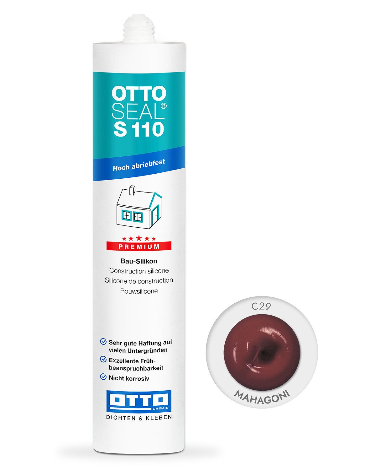 OTTO-Chemie Silikon Ottoseal S110 Premium-Bau-Silikon 310ml, Exzellente Verarbeitbarkeit, für innen und außen, ideal zum Abdichten