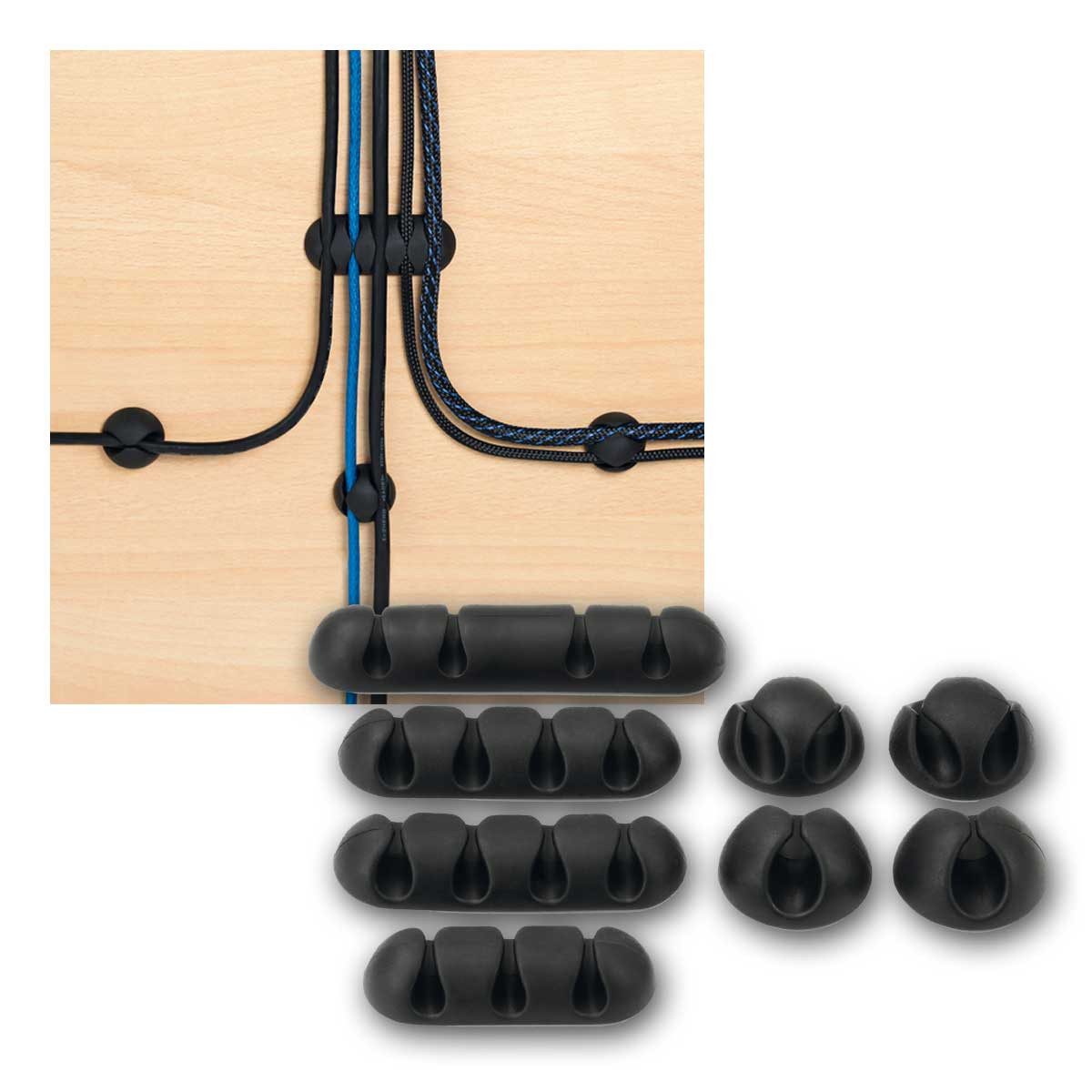 Sintron Kabelkanal 8er Set Kabelhalter selbstklebend schwarz