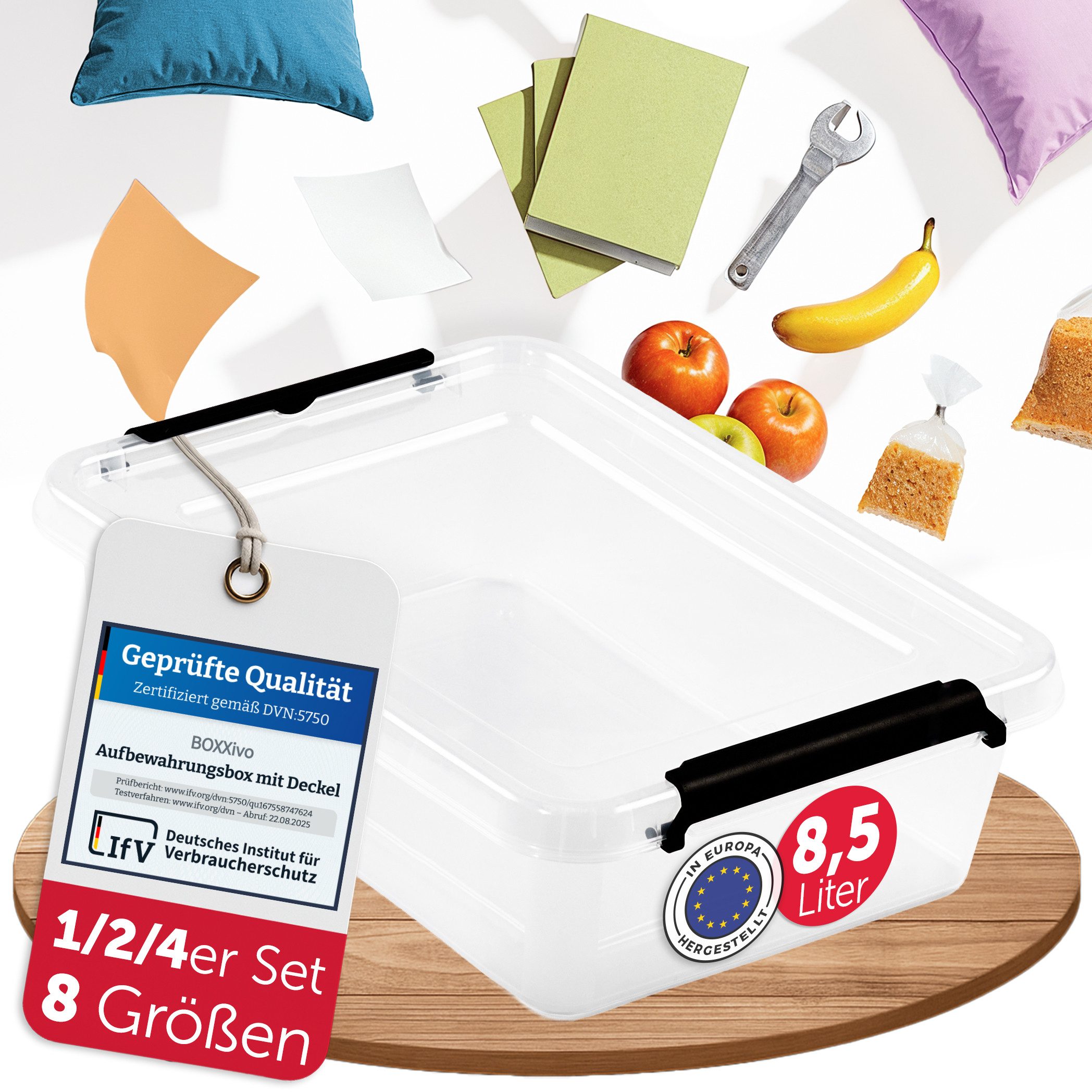 BOXXivo Хранилищаsbox Хранилищаsboxen mit Deckel BPA-freie & lebensmittelechte Одежда и товары для бокса (1 St), Plastikbox mit Deckel - robuste & stapelbare Хранилищаsboxen
