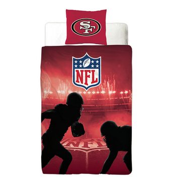 Wendebettwäsche NFL American Football Bettwäsche San Francisco 49ers Linon / Renforcé, BERONAGE, Baumwolle, 2 teilig, 135x200 + 80x80 cm