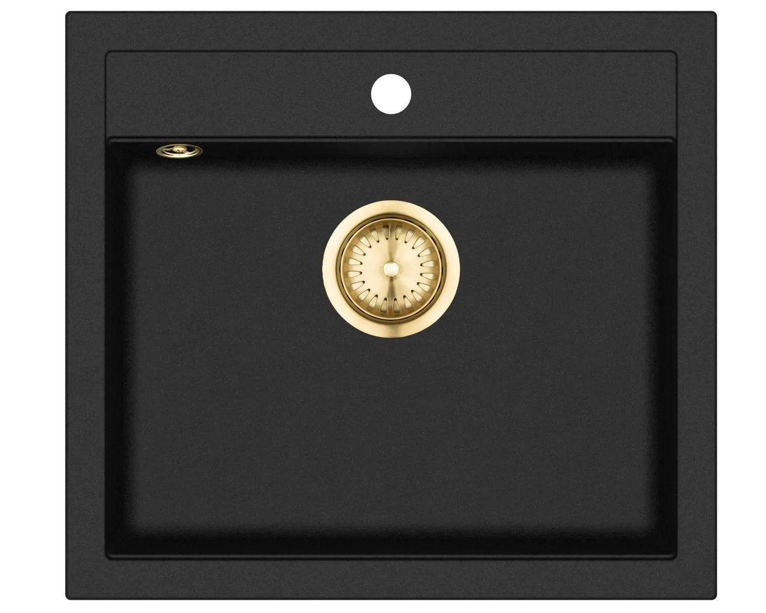 GURARI Küchenspüle SQQ100 - 601, (1 St), Einbau Granitspüle, Spüle Retro Schwarz / Gold Design, 565x510