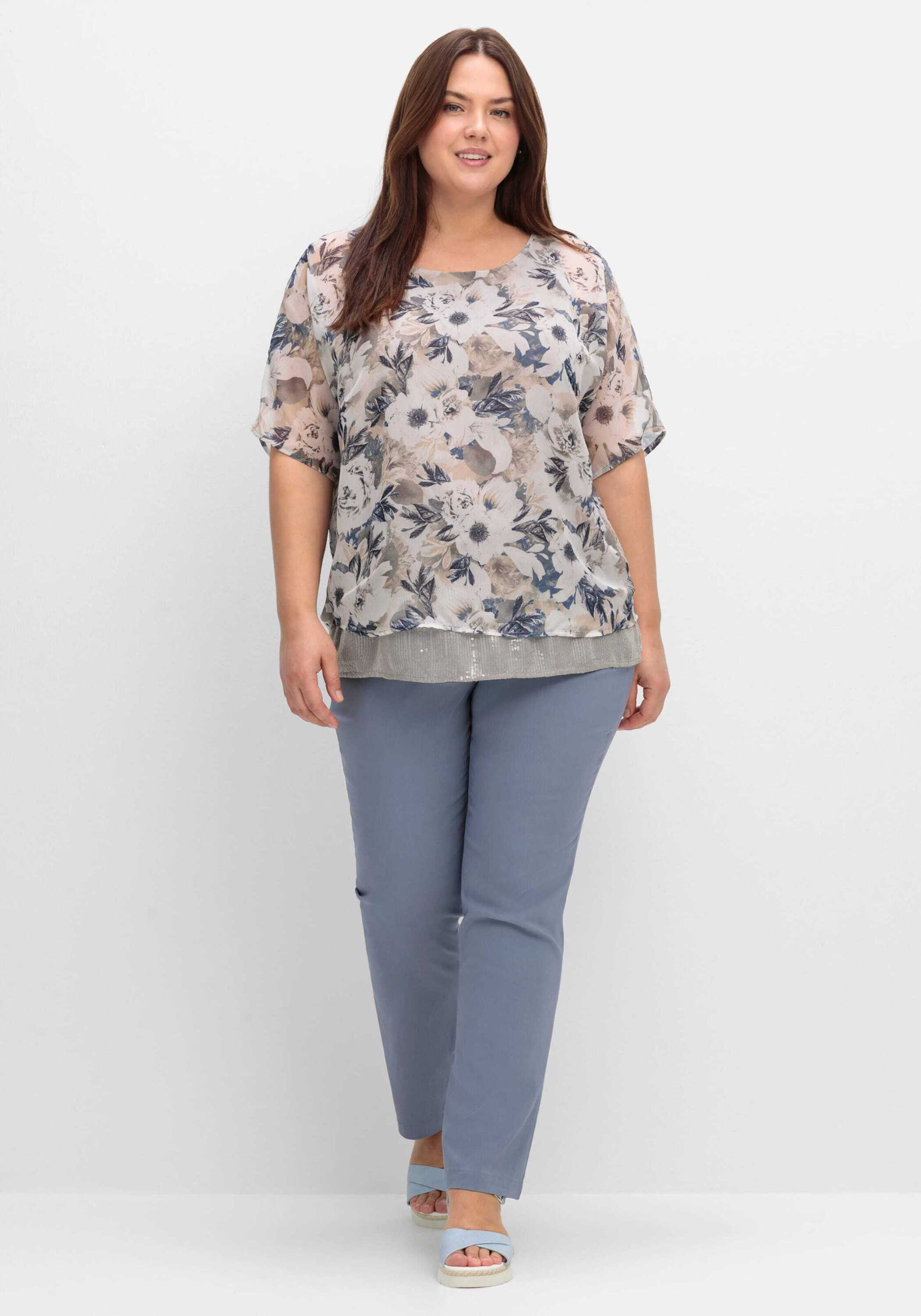 Sieh an! Klassische Bluse 2-in-1-Bluse Kurzarm