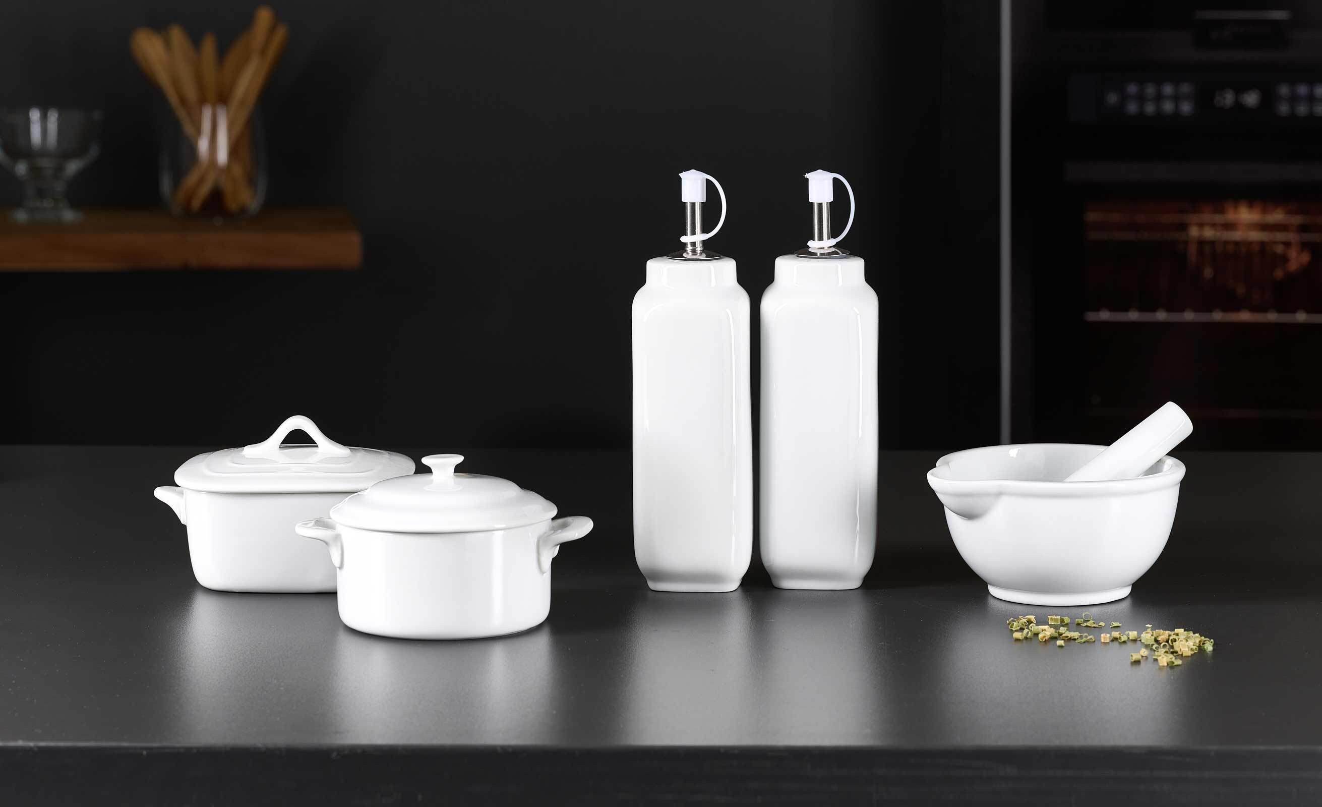 Ritzenhoff & Breker Menage-Set Bianco Essig + Öl Flaschen 9,5 cm 2er Set, (2x Flasche, 2-tlg), Spülmaschinenfest