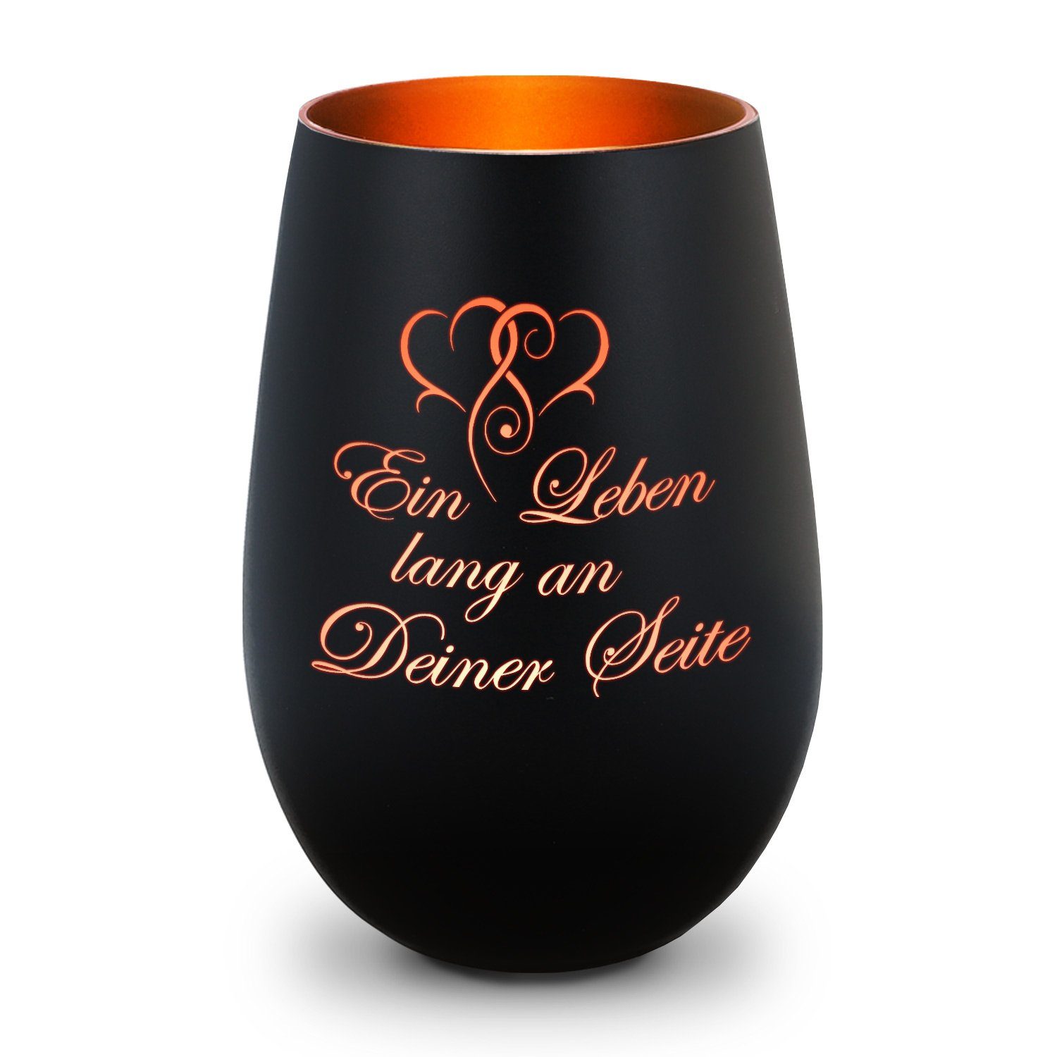 Windlicht aus Glas mit Gravur - Ein Leben lang an deiner Seite - Dekoration