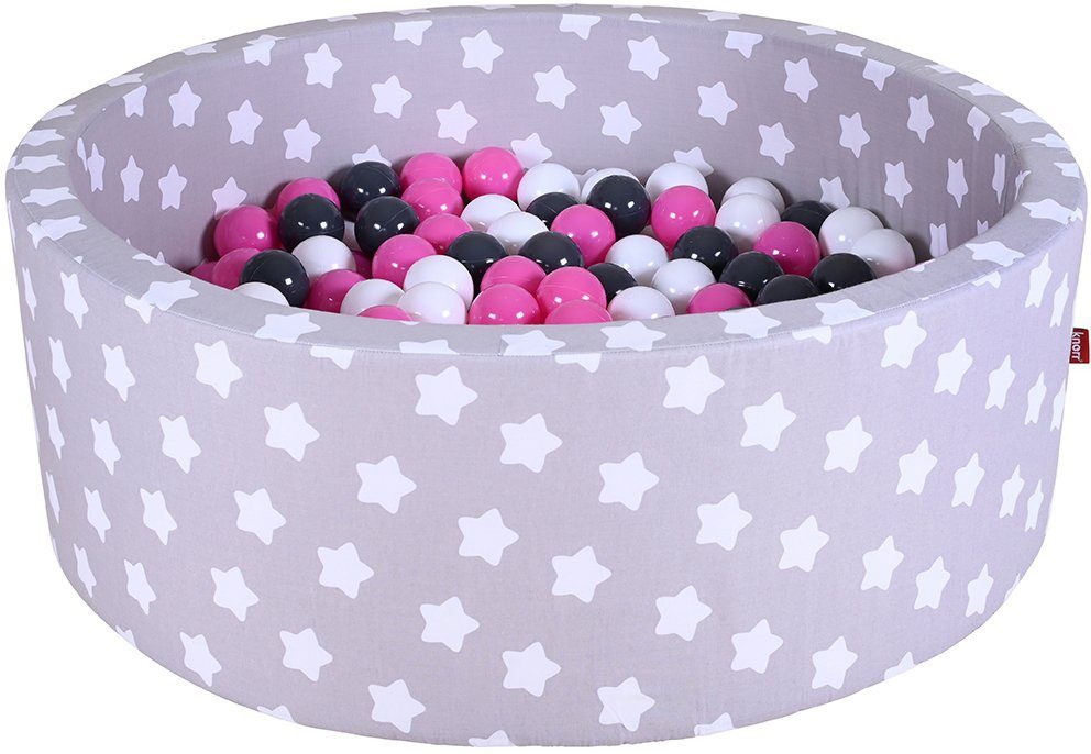 Knorrtoys® Bällebad Soft, Grey White Stars, mit 300 Bällen creme/Grey/rose; Made in Europe