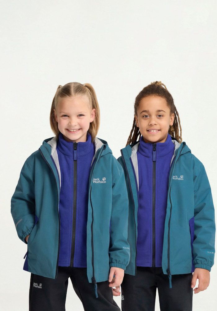 Jack Wolfskin 3-in-1-Funktionsjacke ICELAND 3IN1 JKT K für Kinder, mit Fleece, wasser- und winddicht, atmungsaktiv