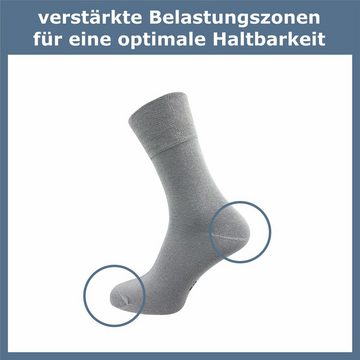 GAWILO Diabetikersocken für Damen, ohne Gummidruck & ohne drückende Naht - Business Socke (6 Paar) extra breiter Piquet-Strick am Komfortbund; in schwarz, grau & weitere