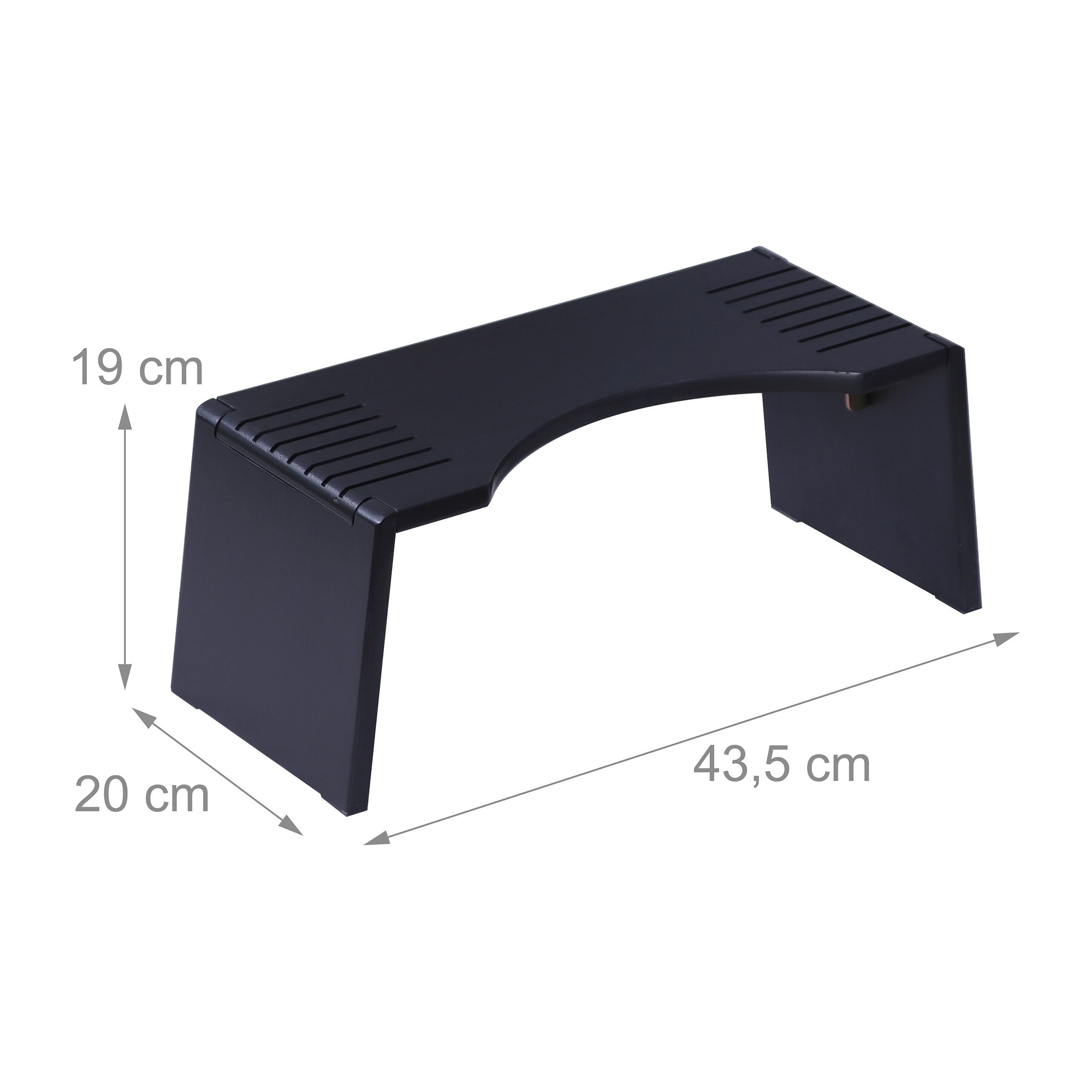 relaxdays Badhocker Klappbarer Toilettenhocker aus Bambus (1 St), schwarz – Bild 4 von 5