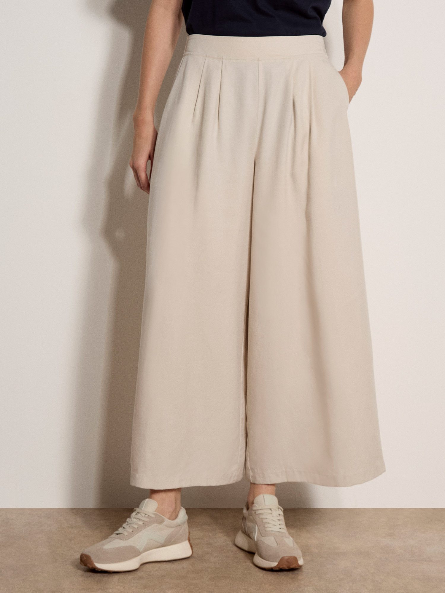 Apricot Palazzohose Slub-Leinenhose mit weitem Bein Einfarbig günstig online kaufen