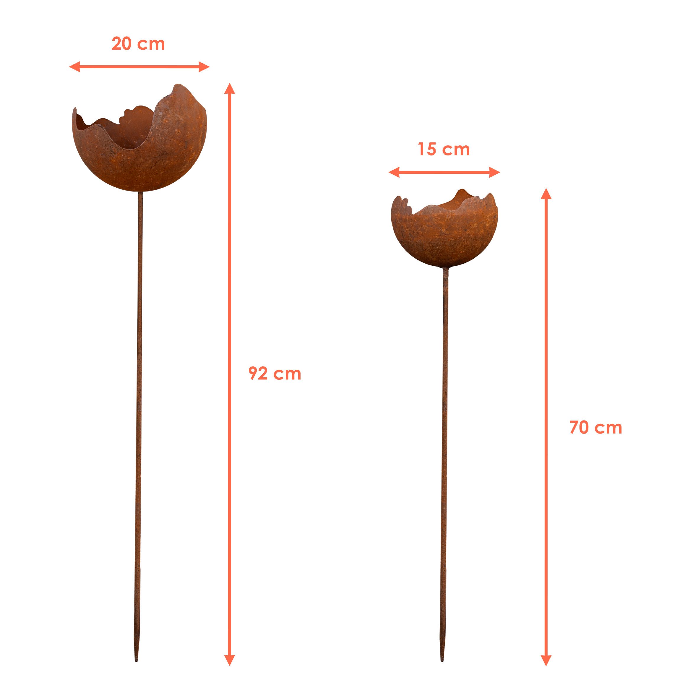 Spetebo Gartenstecker Metall Windlicht Rost Feuerball günstig online kaufen