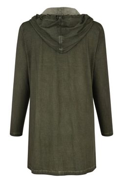 MIAMODA Longshirt Longshirt Pailletten Kapuze mit Zipper Langarm