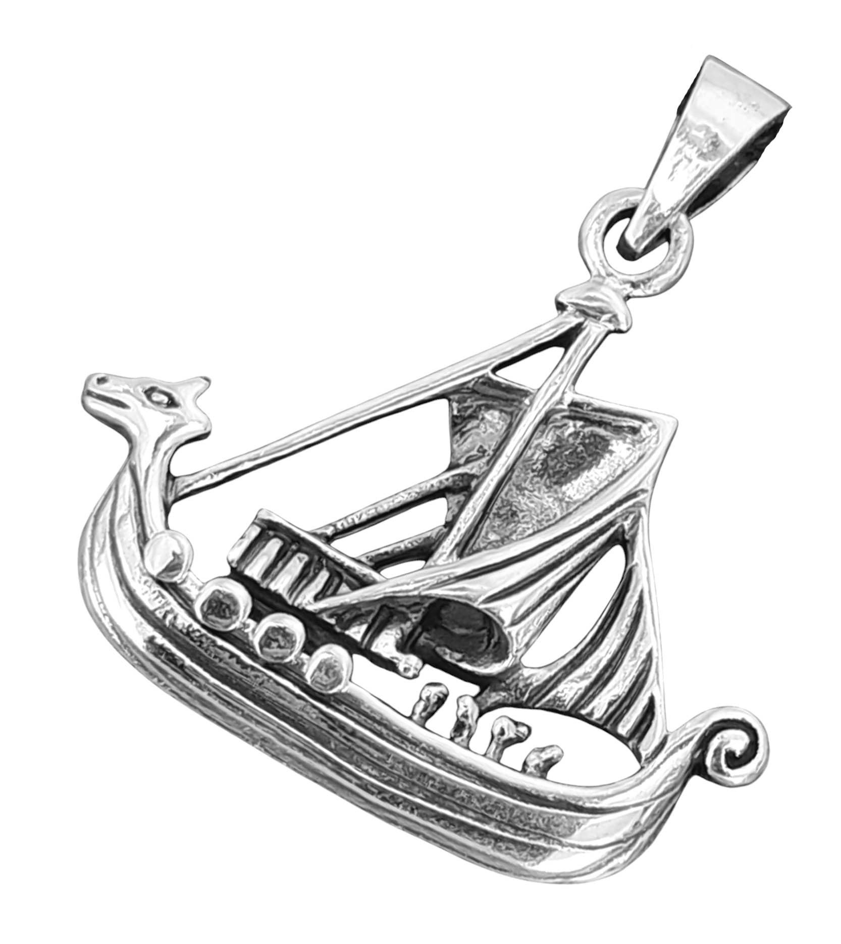 Kiss of Leather Kettenanhänger Wikingerschiff Anhänger 925 Silber Wikinger Schiff Boot Drachenboot