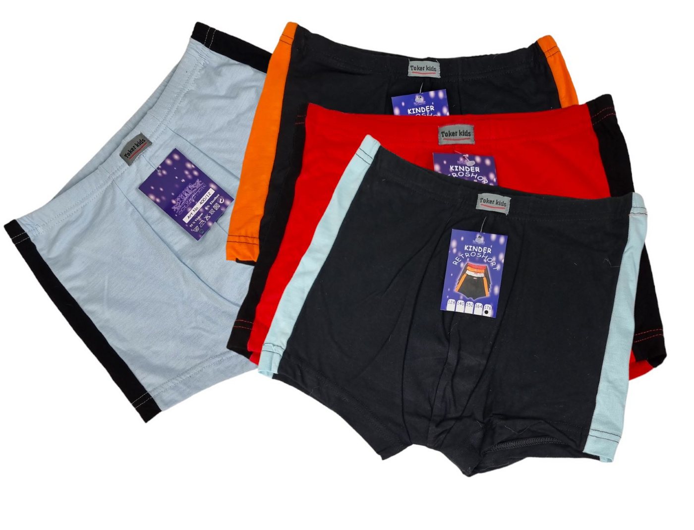 Toker Collection® Boxershorts KINDER Boxershorts - Retro Short- American Boxer (Packung, 4er-Pack) Logoschriftzug am Wäschebund