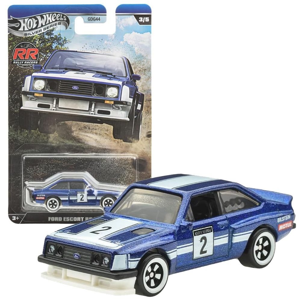 Hot Wheels Spielzeug-Rennwagen Ford Escort RS 2000 JKX63 Hot Wheels Silver Series Rally Racers