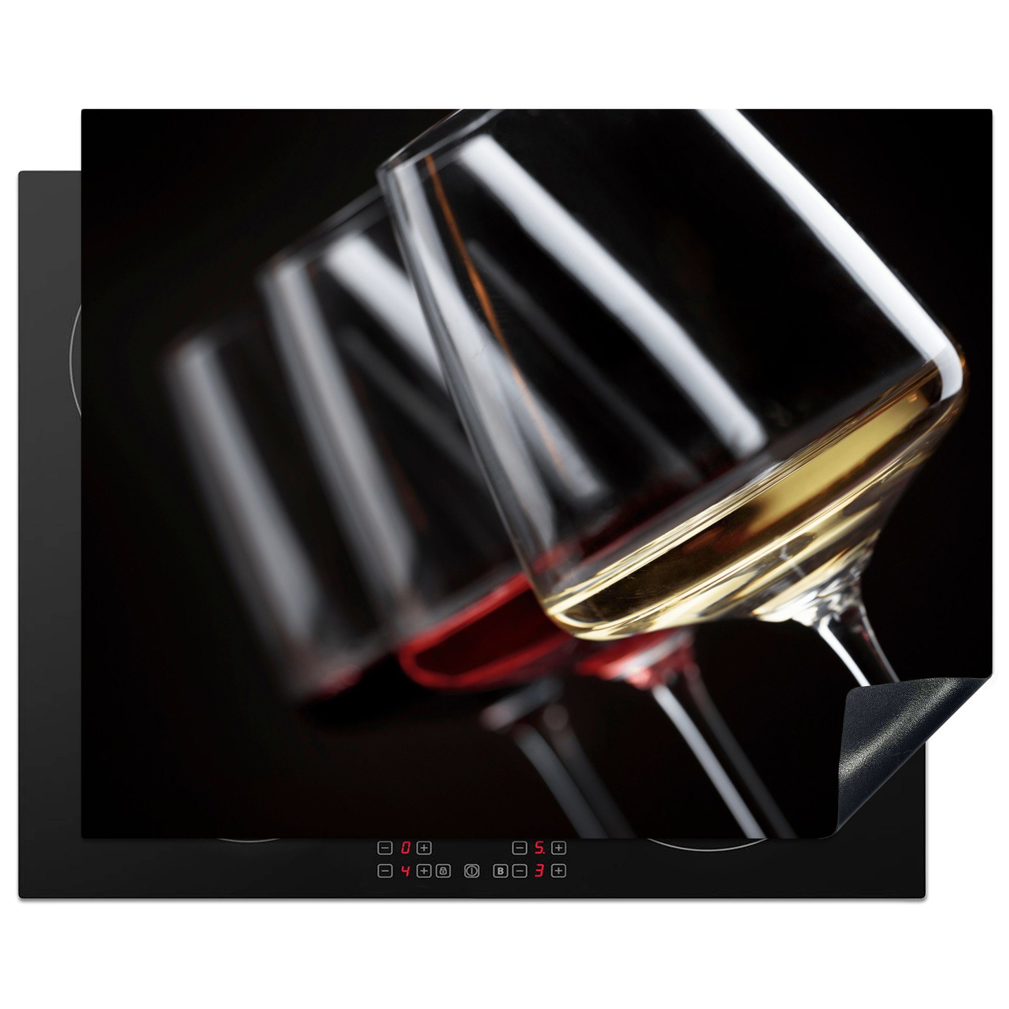 MuchoWow Herd-Abdeckplatte Weinglas - Wein - Alkohol, Vinyl, (1 tlg), Abdeckung Induktionskochfeld Schutzmatte, Küche Deko, 65x52 cm