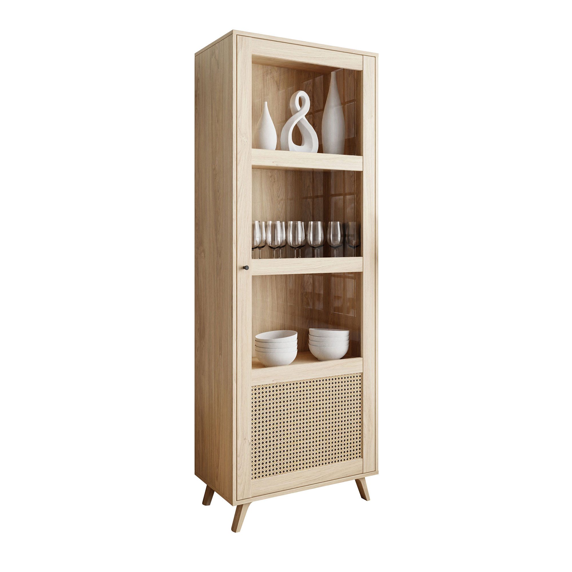 Lookway Standvitrine VIENNA 1D mit Wiener Geflechtimitation 72x200/207x40 cm – Bild 5 von 5