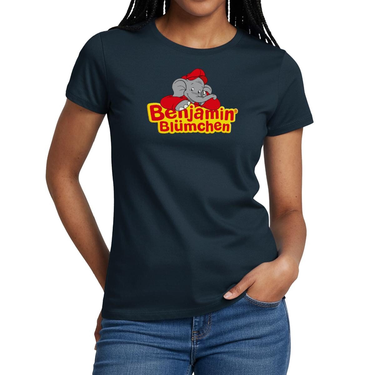 Spreadshirt T-Shirt Benjamin Blümchen Schriftzug Logo Frauen T-Shirt (1-tlg) Slim Fit, fällt klein aus