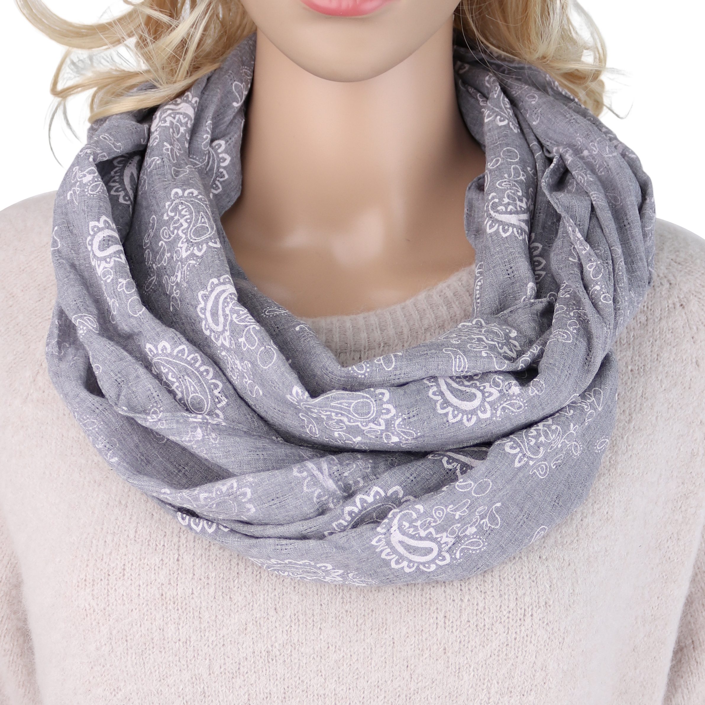 Loop Damen Schal mit Paisley Punkte Weich aus 100% Baumwolle
