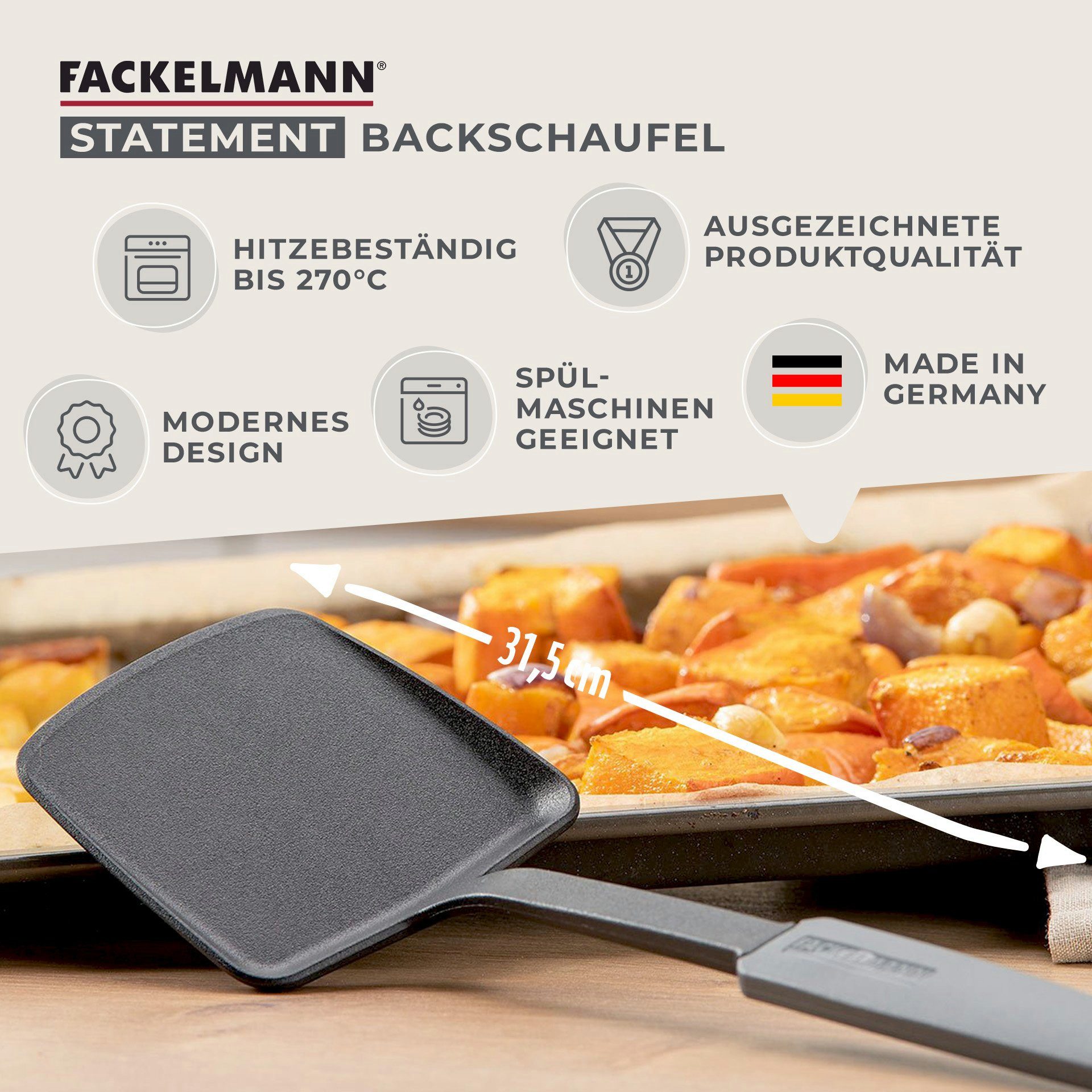 FACKELMANN Pfannenwender Backschaufel, Kochschaufel, Küchenhelfer