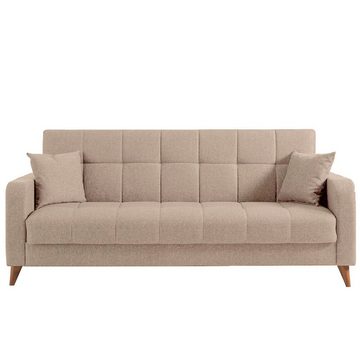 Gozos Sofa Gozos Bilbao Series 3 Sitzer Sofa, Bettfunktion Couch Polybaumwolle, 219 x 90 x 98 cm, Sitzfläche inklusive zwei Kissen und Stauraum