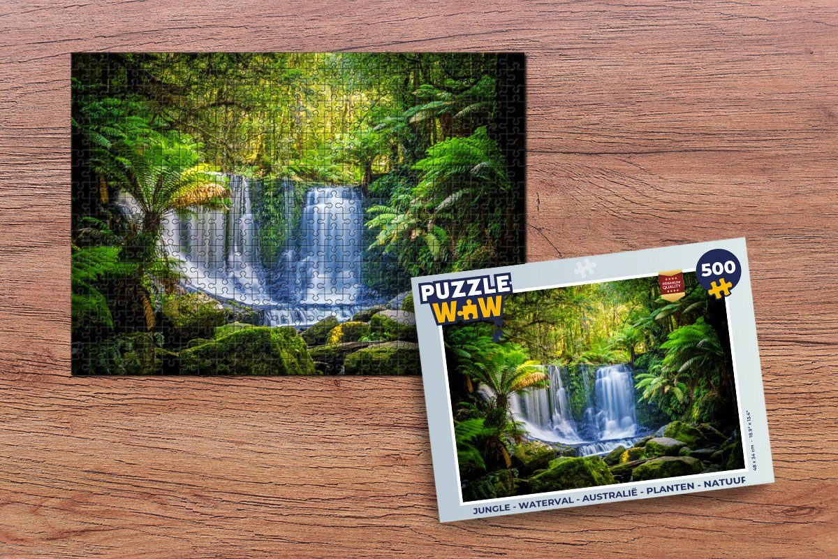 MuchoWow Puzzle Dschungel - Wasserfall - Australien - Pflanzen - Natur, 500 Puzzleteile, Foto-Puzzle, Bilderrätsel, Puzzlespiele, Spielzeug