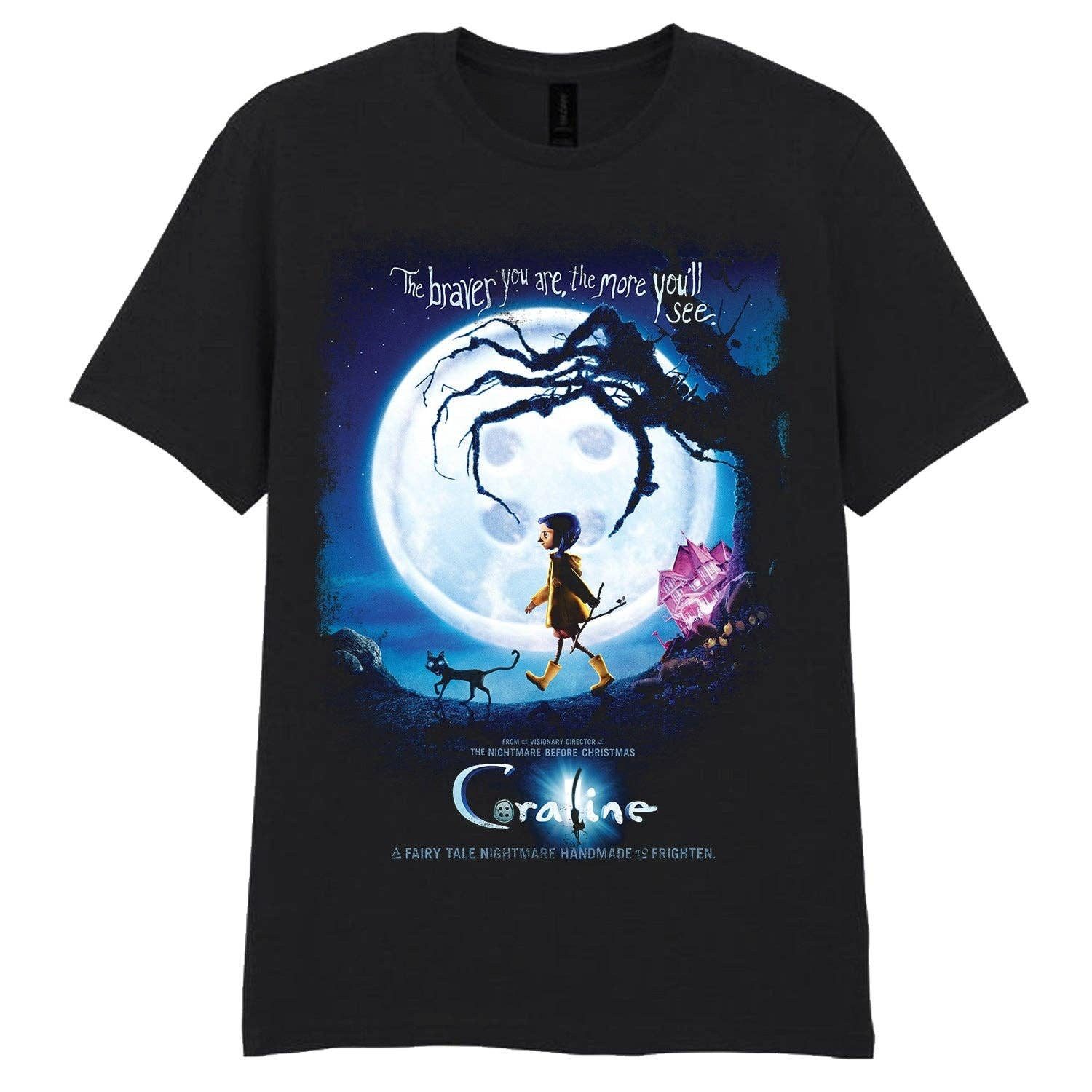 Heroes Inc Print-Shirt Tim Burton - Coraline T-Shirt "Moon" Poster Gothic Shirt Anime aus Baumwolle mit Print