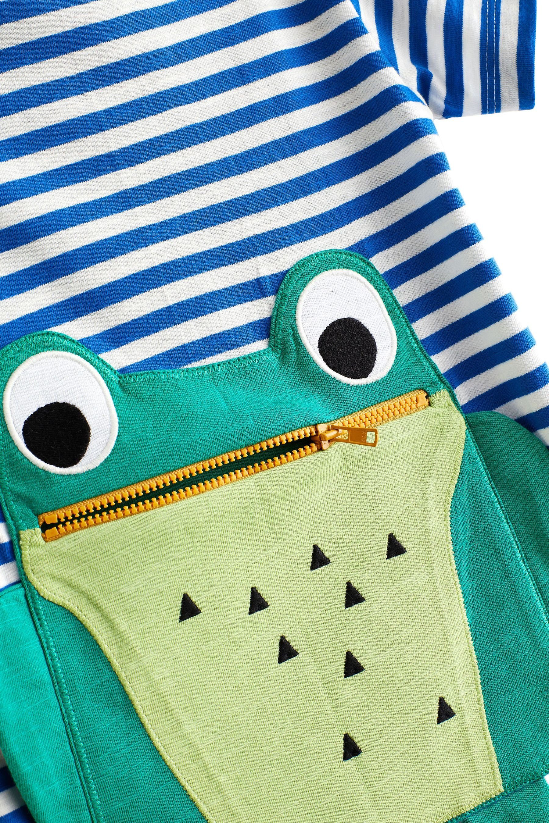 Zip Kurzärmeliges interaktivem T-Shirt Stripe Motiv T-Shirt Frog mit Next Mouth (1-tlg)