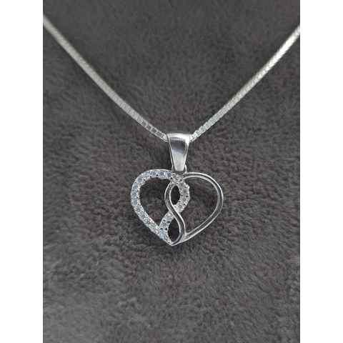 NAHLE Kette mit Anhänger Silberkette Herz Damen Halskette (inklusive Schmuckbox), 925 Silber