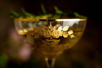 Casa Padrino Champagnerglas Luxus Barock Champagnerglas 6er Set Gold Ø 11,5 x H. 16 cm - Handgefertigte und handgravierte Champagner Gläser - Hotel & Restaurant Accessoires - Luxus Qualität