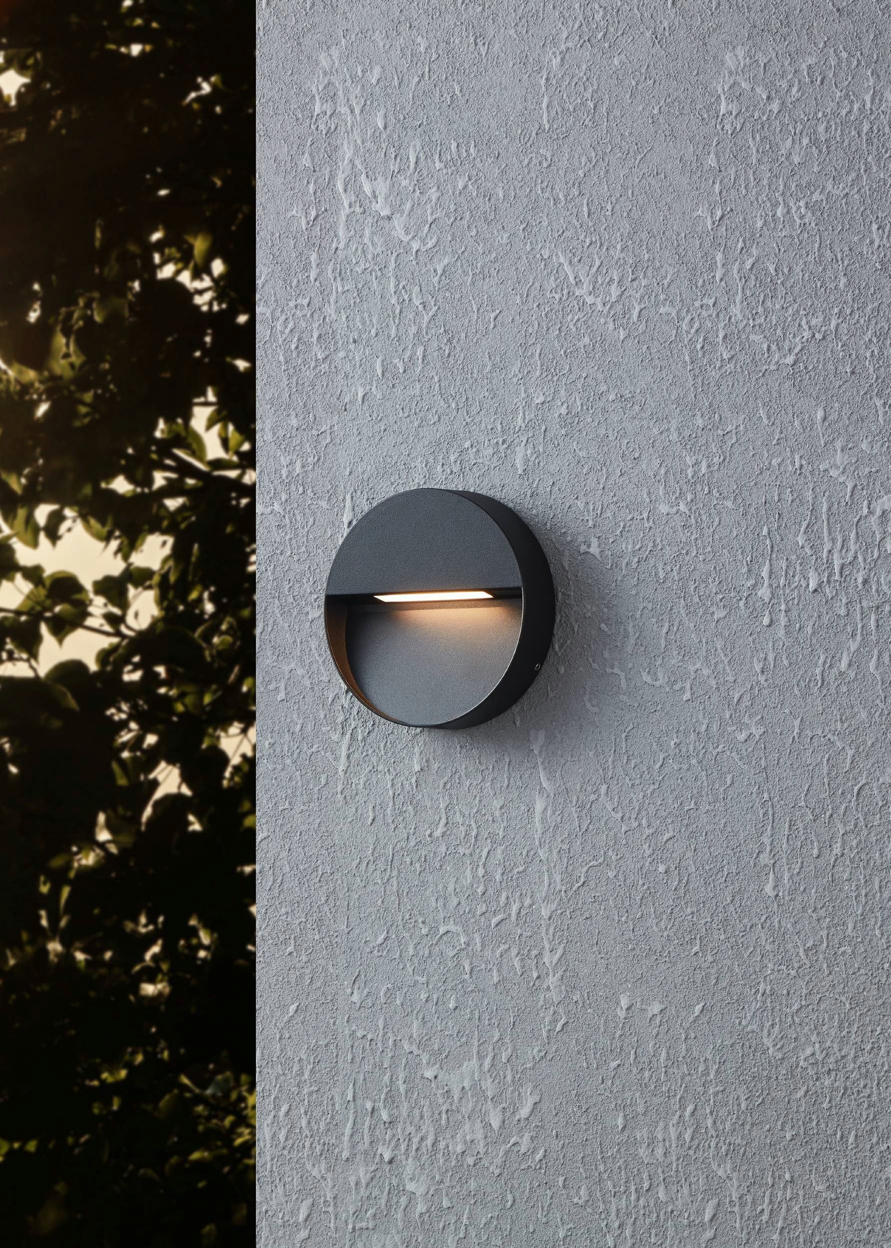 EGLO Wandleuchte Maruggio Wandlampe, Außenbeleuchtung, runde Außenleuchte, IP65, Lampe, LED fest integriert, Neutralweiß, Kaltweiß, Warmweiß, Wand-/Deckenleuchte - Ø15 x AL3,5 cm - schwarz - 1X4,8W inkl.