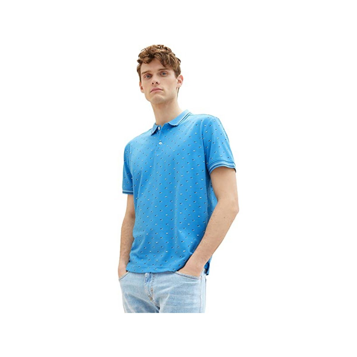 TOM TAILOR T-Shirt blau passform textil (1-tlg) blue minimal flag design