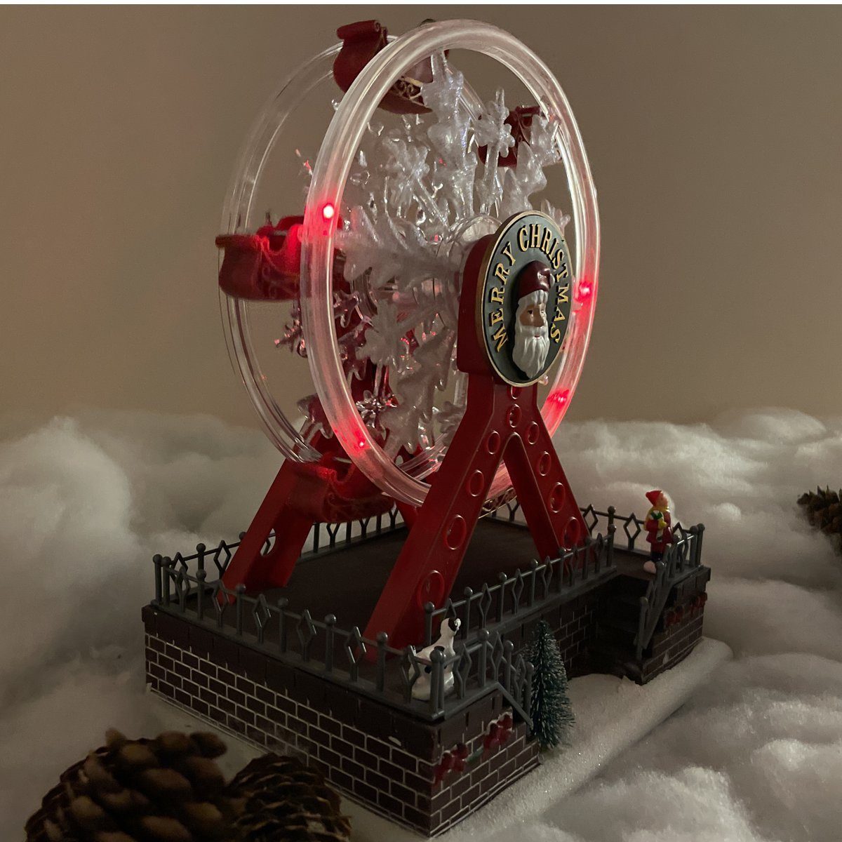 und e4fun Riesenrad LED Dreh-Riesenrad Beleuchtung,Musik mit Weihnachtsdorf Weihnachtsdorf