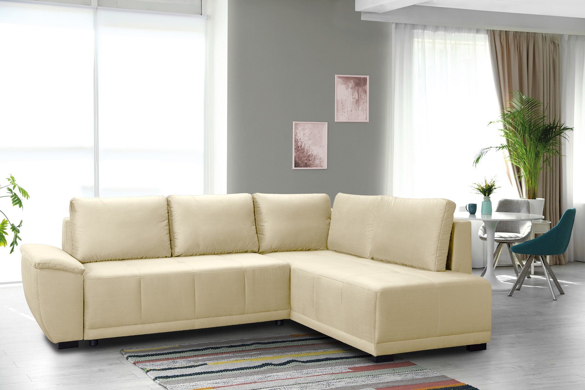 exxpo - sofa & beidseitig, 5 mane Ecksofa, Rückenkissen inkl. Bettkasten, fashion Schlaffunktion