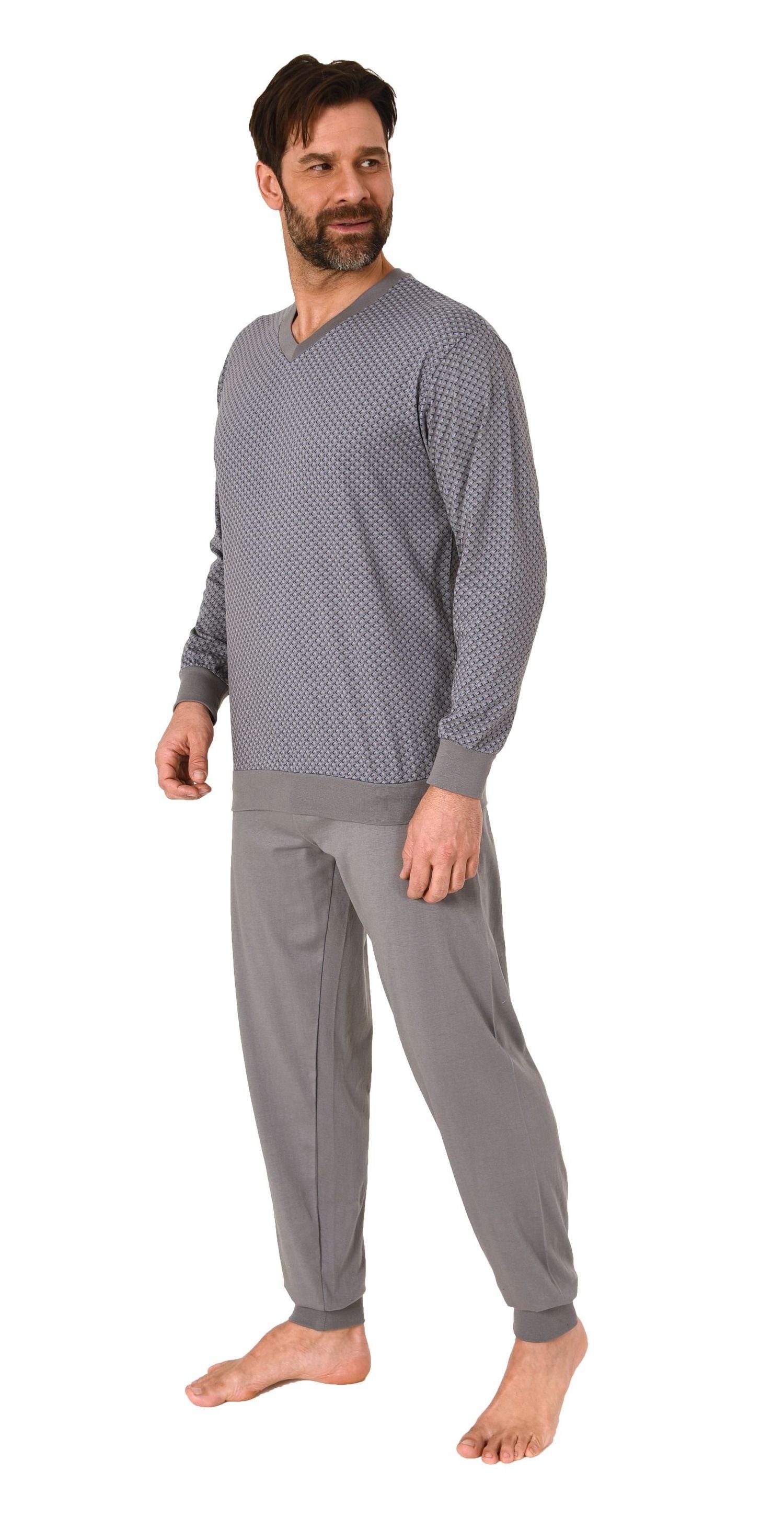 Normann Pyjama Herren Schlafanzug lang mit Bündchen in eleganter Minimalpri günstig online kaufen