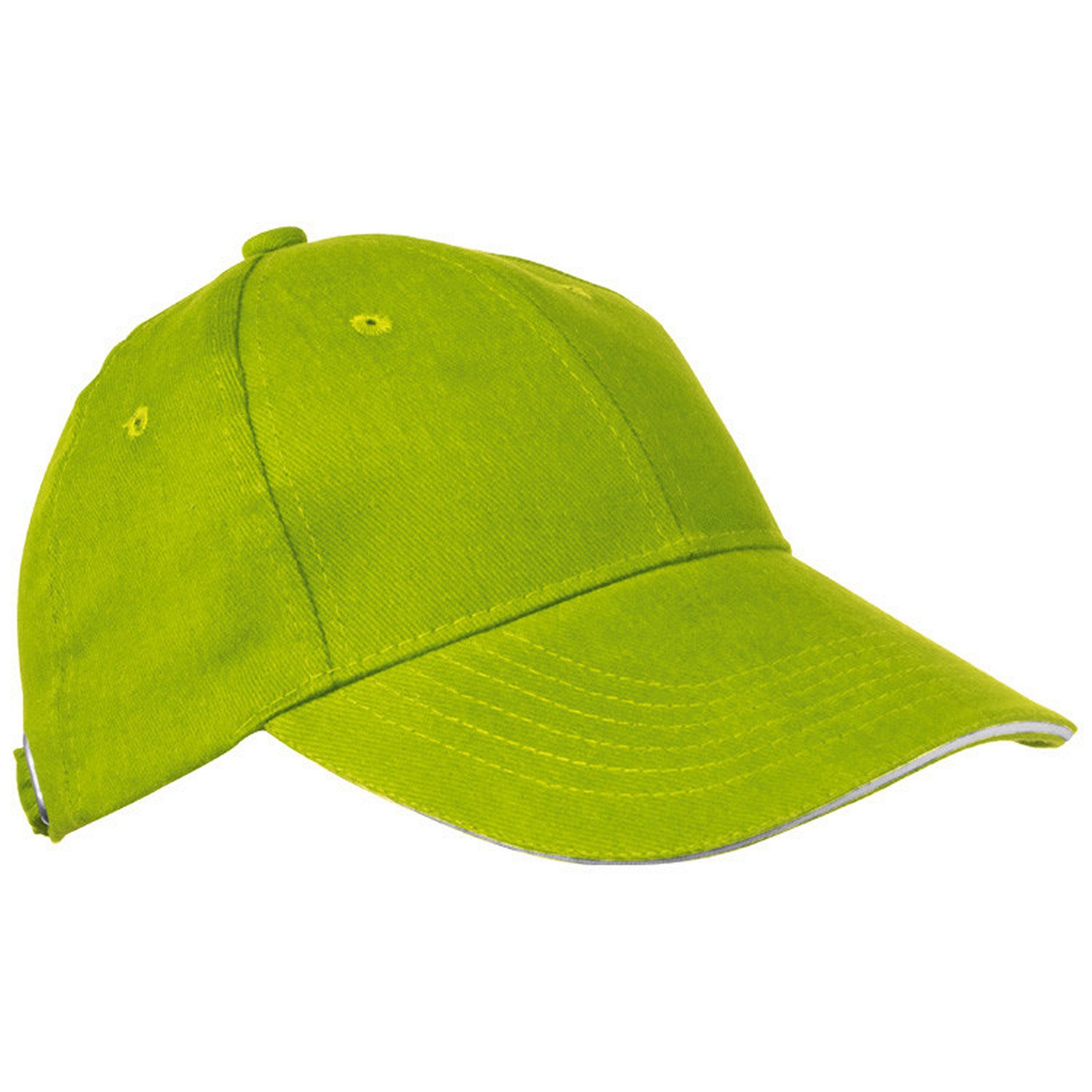 Baseball Cap Baumwoll-Basecap 6 Panel heavy-brushed Cotton / Farbe: apfelgrün