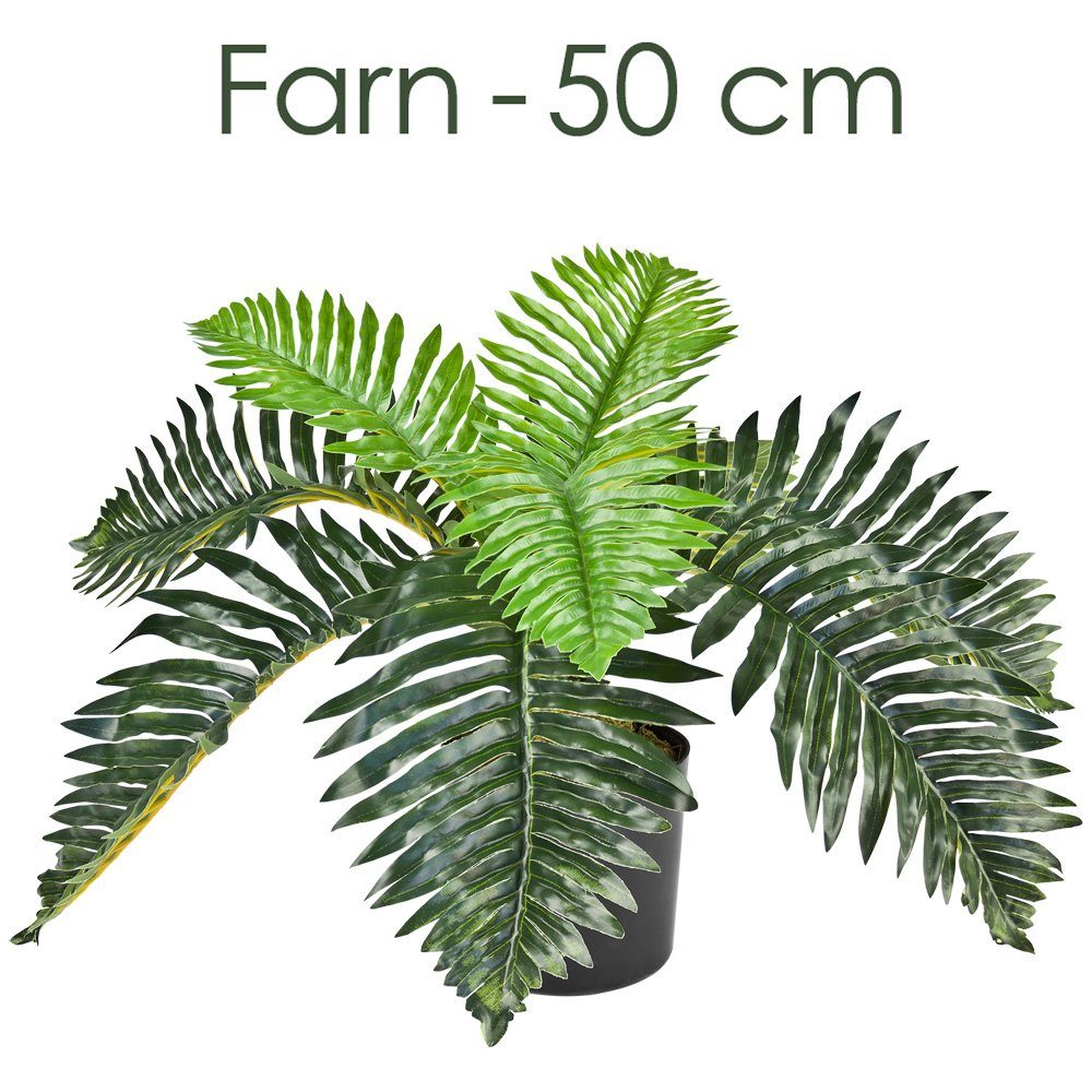 Kunstpflanze Künstlicher Farn Kunstpflanze Künstliche Pflanze mit Topf 50 cm Decovego, Decovego