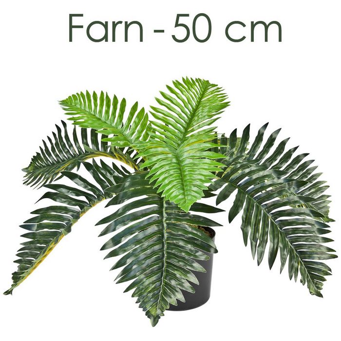 Kunstpflanze Künstlicher Farn Kunstpflanze Künstliche Pflanze mit Topf 50 cm Decovego Decovego
