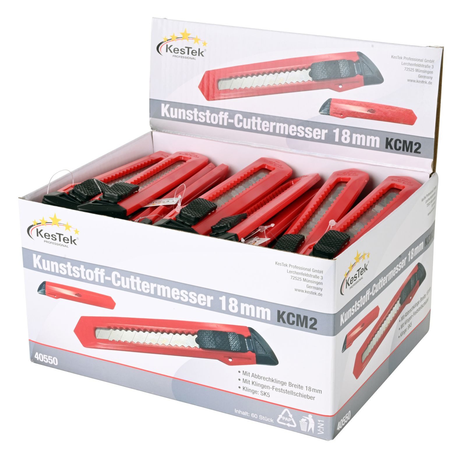KesTek Cutter Kunststoff Cuttermesser 18mm KCM2 Display