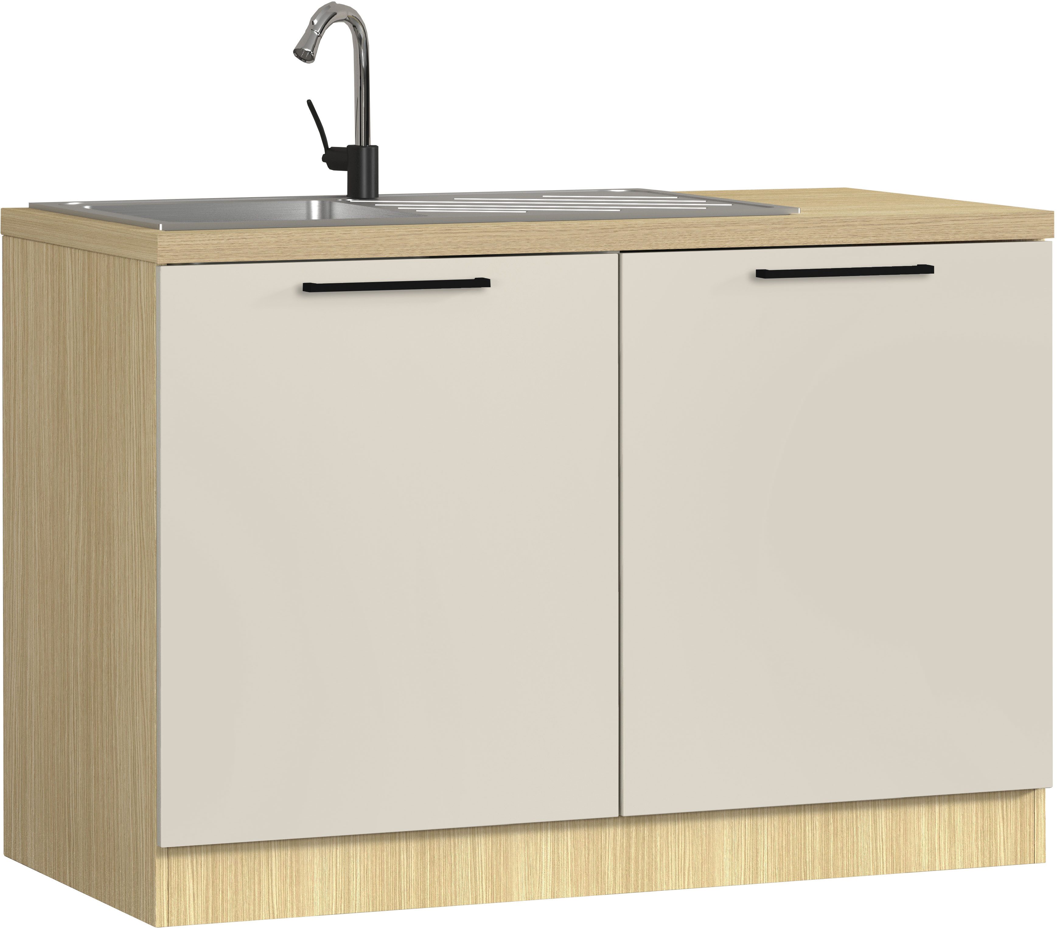 KOCHSTATION Spülenschrank Luna, Unterschrank für Spüle, Küchenspülenschrank, Made in Italy B/T/H: 120×60×85 cm, inklusive Einbauspüle und Siphon