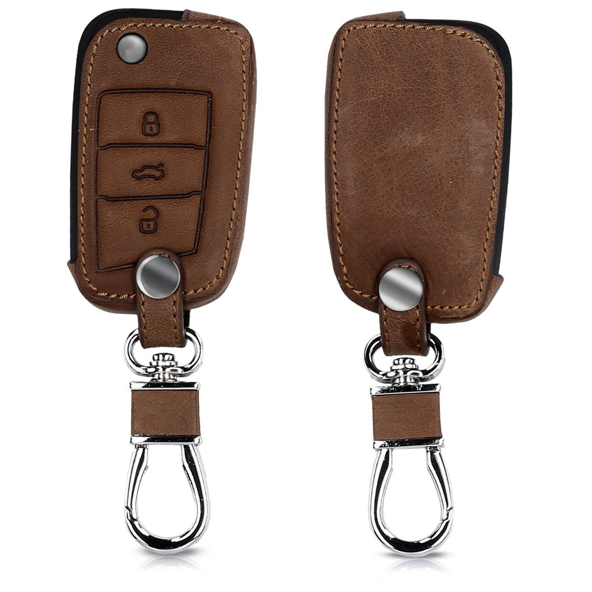 kwmobile Schlüsseltasche Autoschlüssel Kunstleder Hülle für VW Golf 7 MK7, Schlüsselhülle Schlüssel Case Cover Dunkelbraun