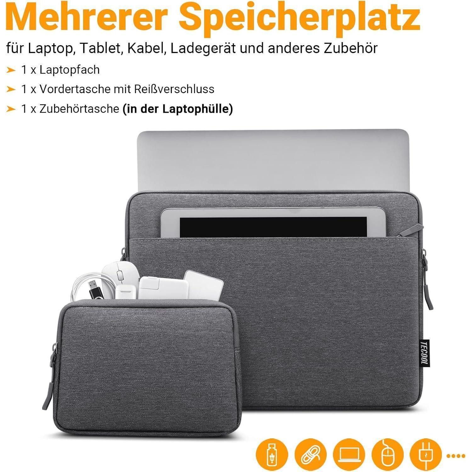 LuxusKollektion Laptop-Hülle Laptoptasche Notebook Chromebook 14 Zoll MacBook Air 15 Dunkelgrau