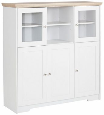 Home affaire Highboard Nanna, in duroplastischer Oberfläche Folien Eichen-Optik, Breite 118 cm