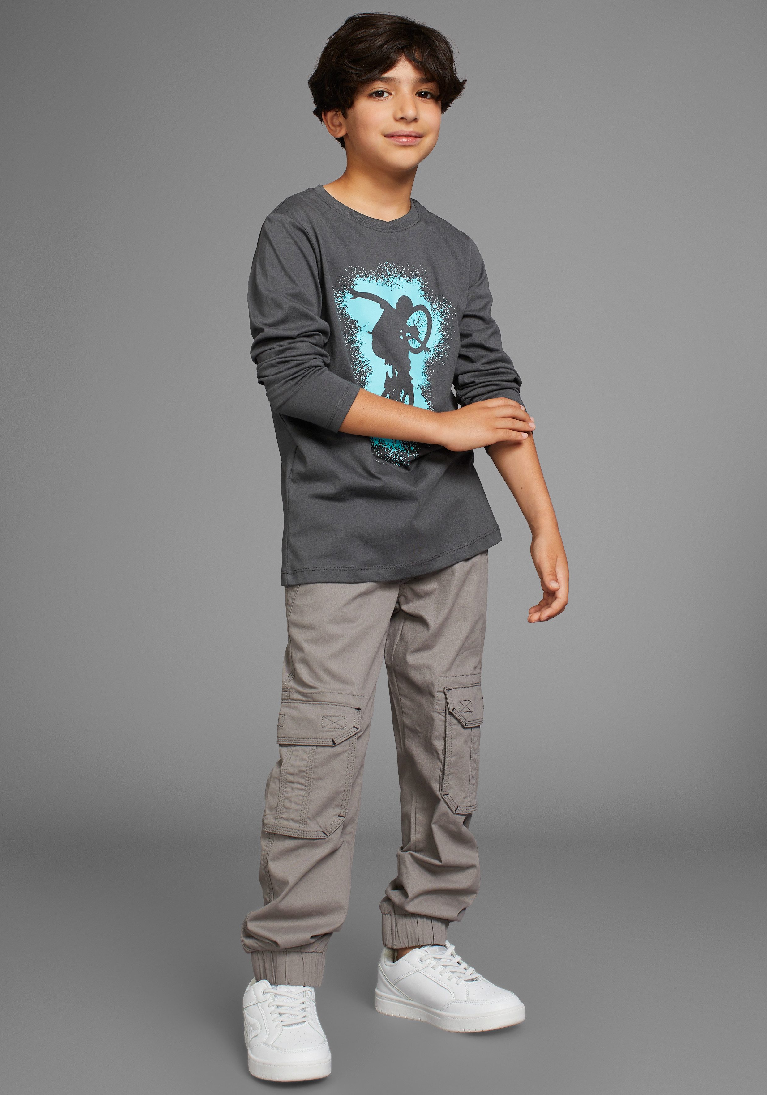 KIDSWORLD Langarmshirt BIKER, lässiger Druck für Jungen