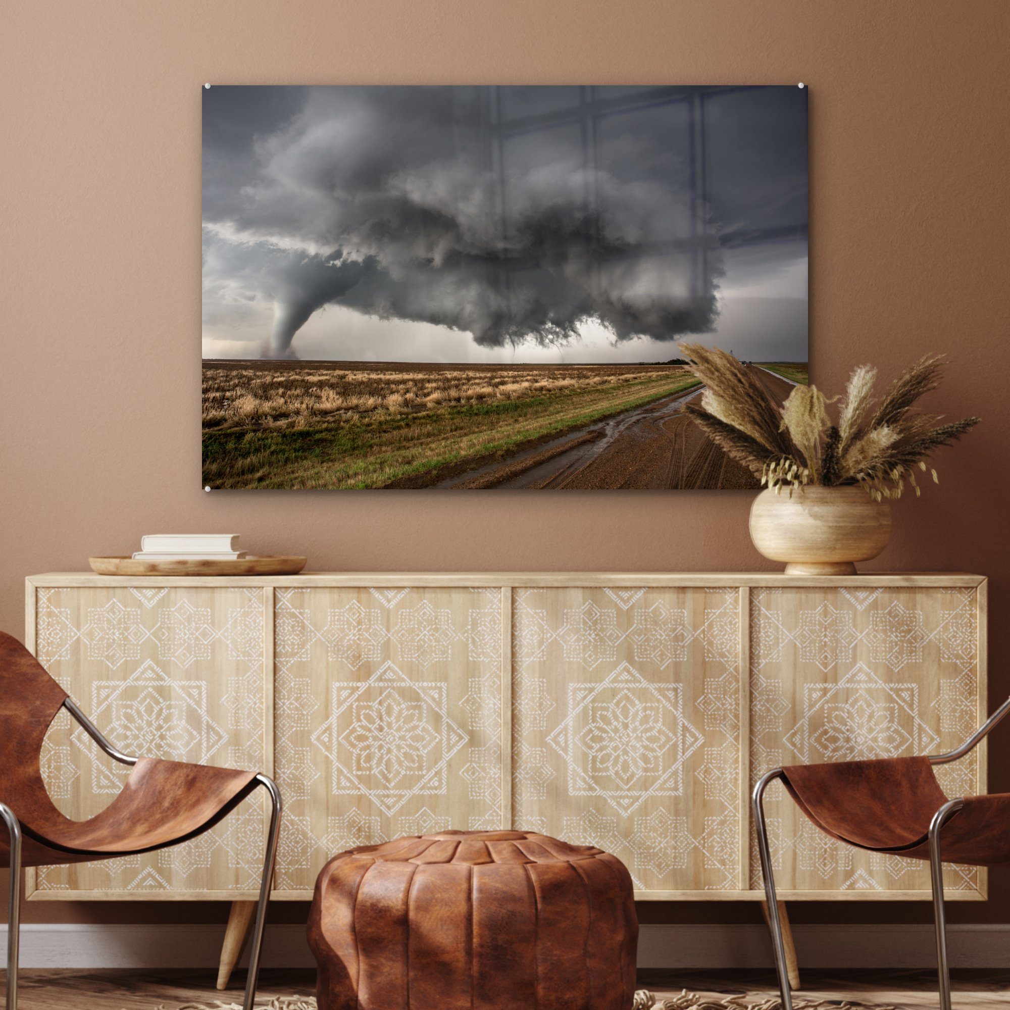 Acrylglasbilder einem eines Schlafzimmer landwirtschaftlichen, Tornados Darstellung MuchoWow St), Wohnzimmer auf Abstrakte (1 Acrylglasbild &