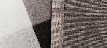 Wollteppich Go Natural, oKu-Tex, Teppich aus 100 % natürlicher Schurwolle, zeitloses Design, Kariert, Braun Beige, Schafwolle, Wohnzimmerteppich, strapazierfähig und pflegeleicht, gemütlich weich, 160 x 230 cm