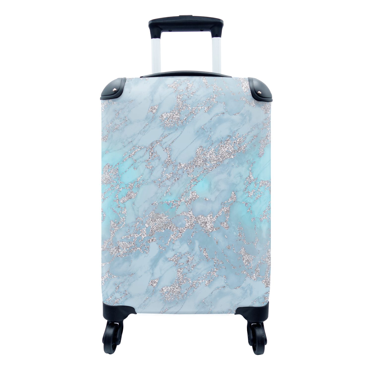 MuchoWow Handgepäckkoffer Glitter - Marmor - Muster, 4 Rollen, Reisetasche mit rollen, Handgepäck für Ferien, Trolley, Reisekoffer