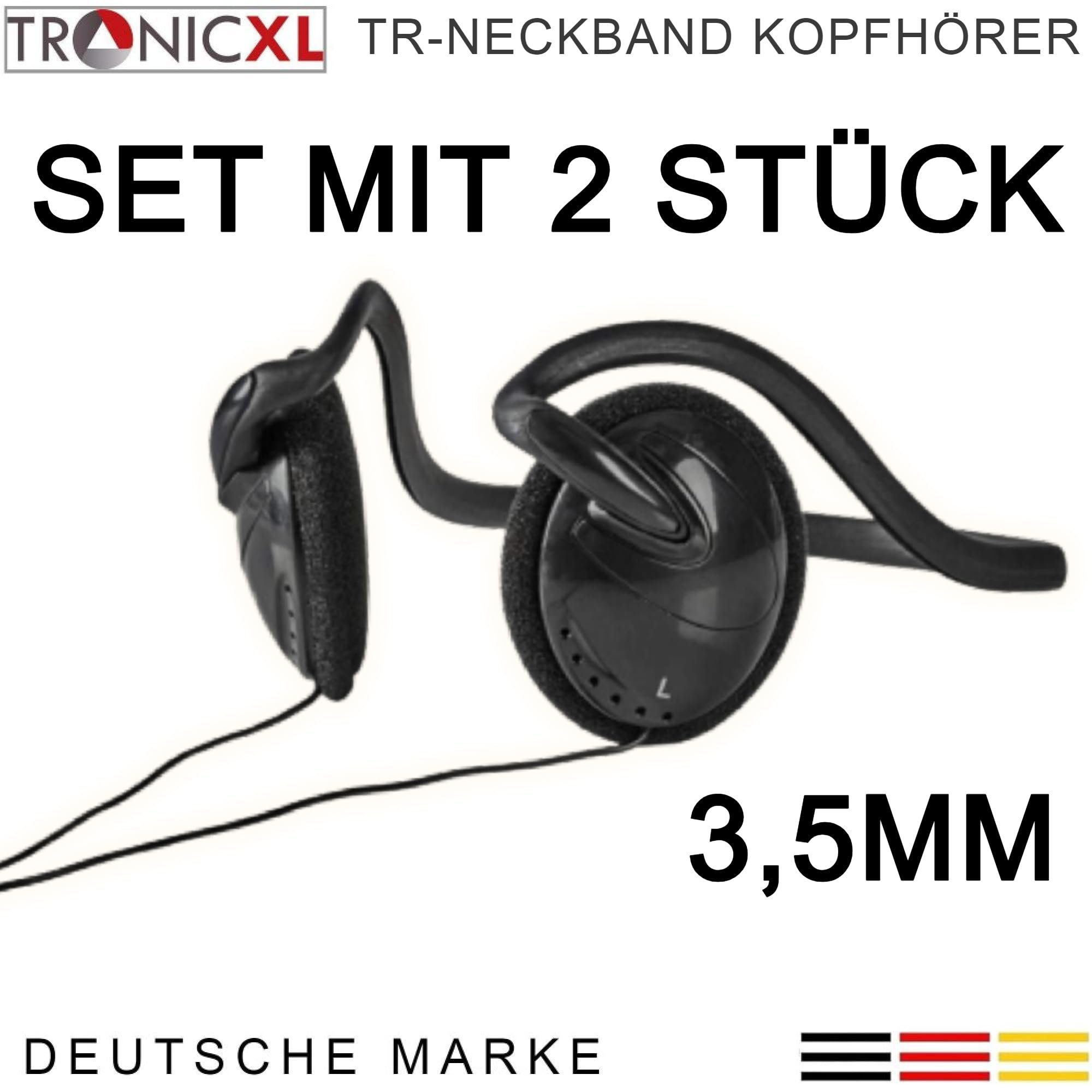 Kopfhörer 2x Klinke 3,5mm Handy TronicXL Nackenbügel TV MP3 Sport-Kopfhörer Sport Headphones