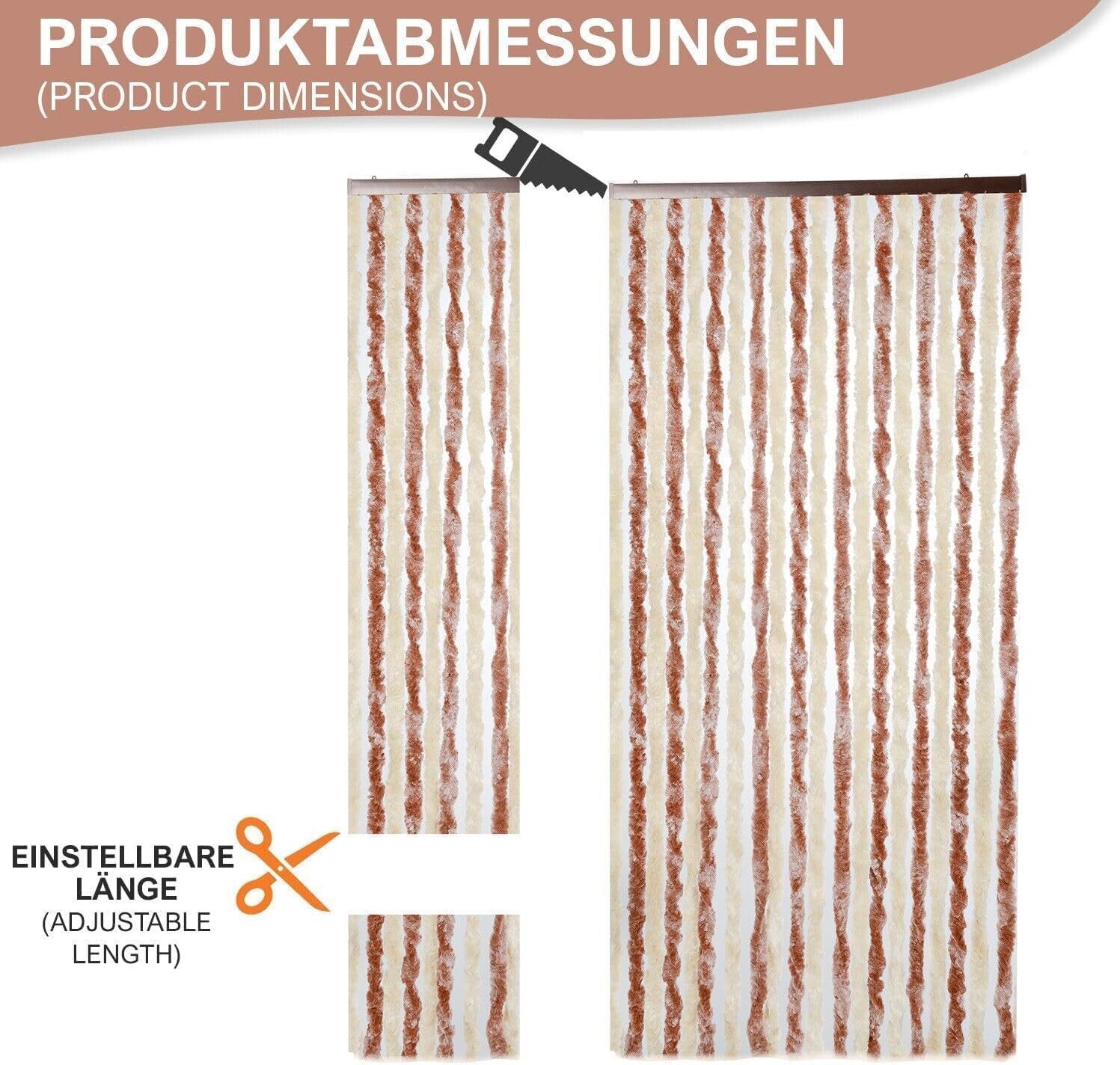 Defactoshop Insektenschutz-Vorhang Flauschvorhang Türvorhang Fliegenschutz Camping 56x200 cm, 56x200 cm