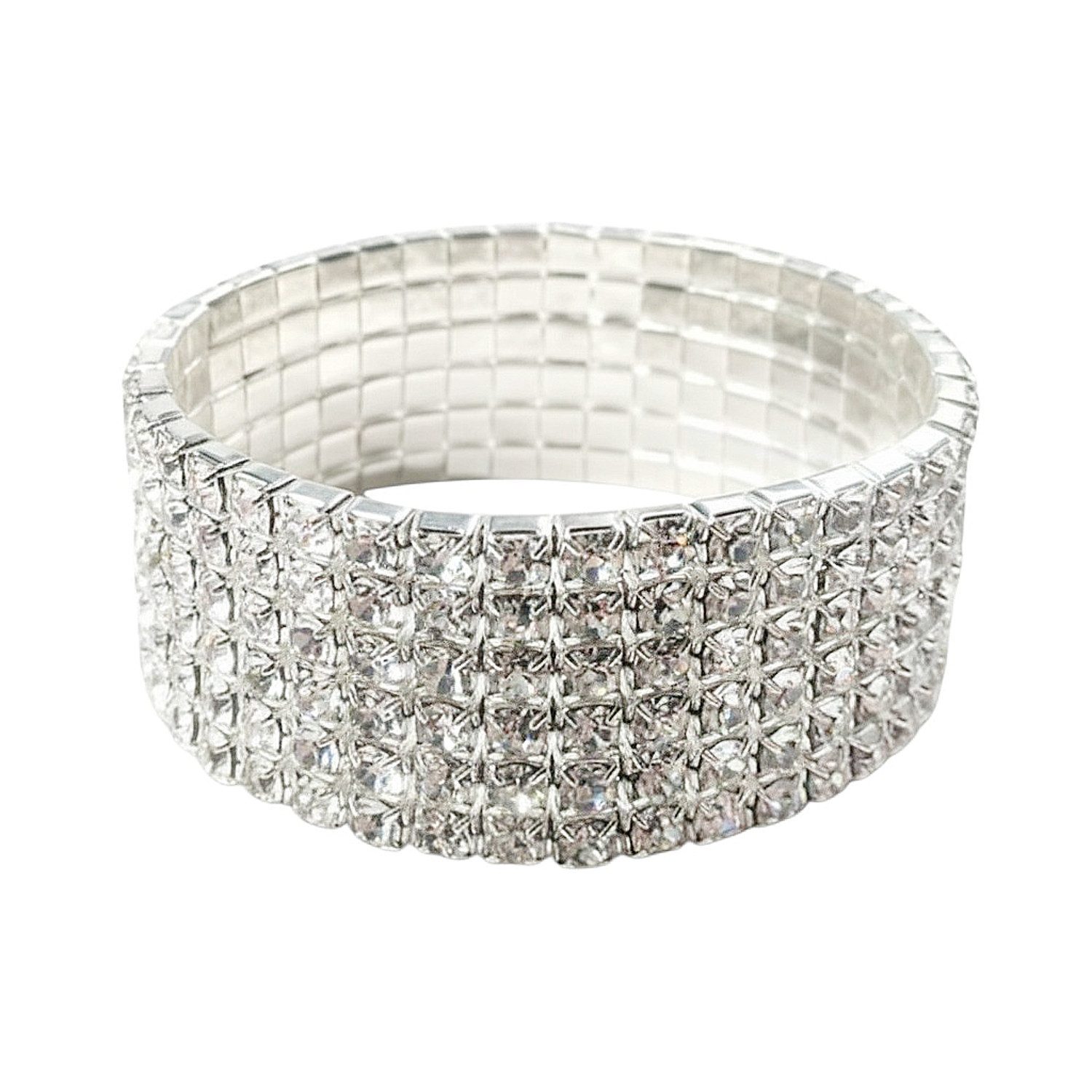 KARMA Armband Damen Strass dehnbar Silber 0,7 cm od. 3,5 cm (Strassarmband Strassschmuck), modern Damenarmband Schmuck für Frauen