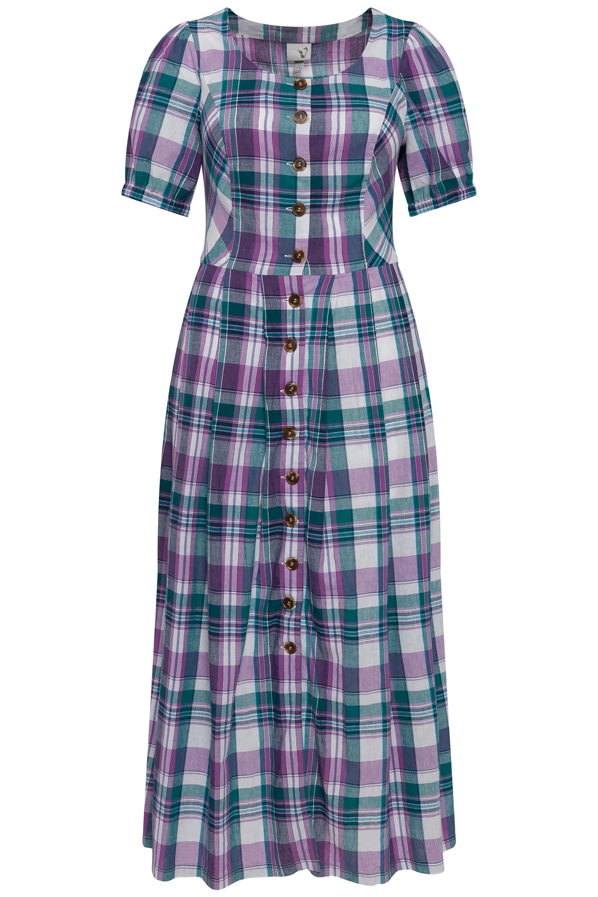 Ulla Popken Dirndl Midikleid Karo Leinenmix günstig online kaufen